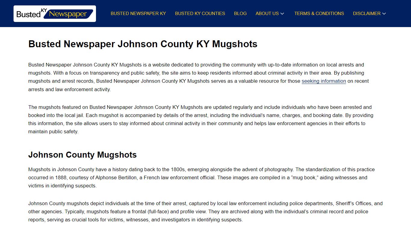 Busted Newspaper Johnson County KY Mugshots